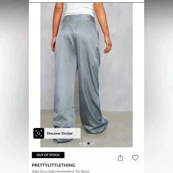 Pretty little thing, satin asymmetric tie waist tailored trousers 6 - Picture 3 of 8